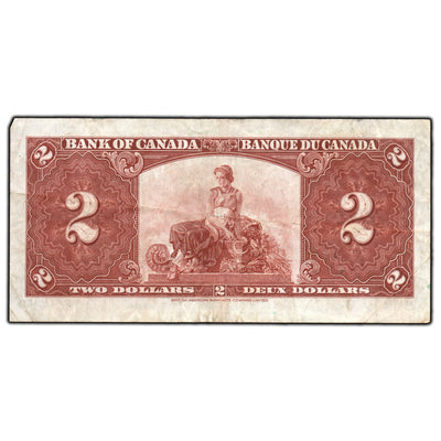 SOLD $2 1937 Bank of Canada Note Coyne-Towers J/R Prefix BC-22b
