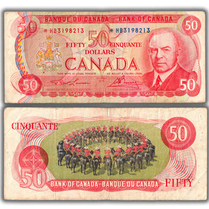 SOLD $50 1975 Bank of Canada Note Lawson-Bouey *HB Replacement Prefix BC-51aA