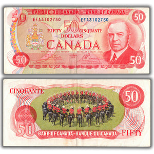 SOLD $50 1975 Bank of Canada Note Crow-Bouey EFA Better Prefix BC-51b - VF/EF