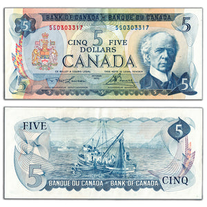 SOLD $5 1972 Bank of Canada Note Lawson-Bouey SS Prefix BC-48b - EF