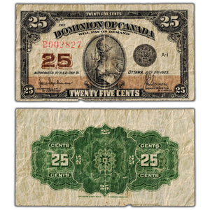 SOLD 25 Cents 1923 Dominion of Canada Shinplaster Note DC-24a - VG