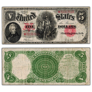 SOLD United States 1907 Star $5 Legal Tender Note Fr. 91* - F/VF