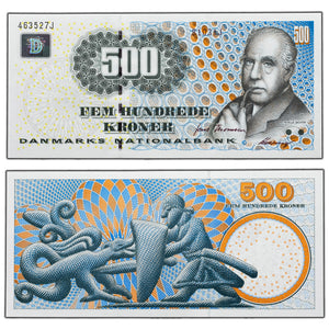 SOLD Denmark 1997 500 Kroner Note P #58b - AU