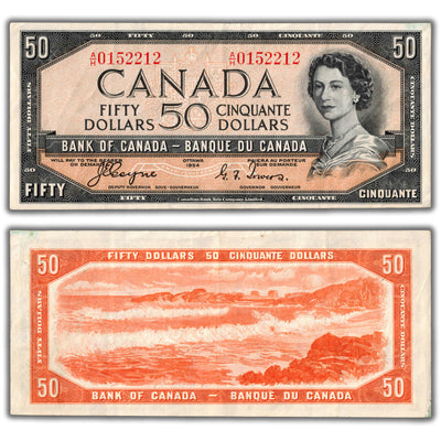 SOLD $50 1954 Bank of Canada Note Devil Face Coyne-Towers BC-34a - VF/EF