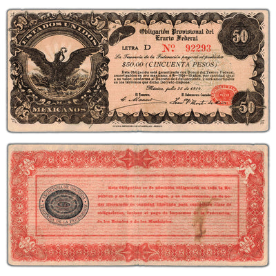 Mexico 1914 50 Fifty Pesos Note P #S716