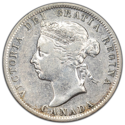 Canada 1900 25 Cents Quarter Silver Coin - Cleaned