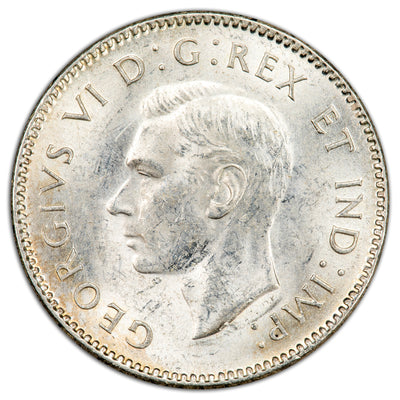 Canada 1943 10 Ten Cents Dime Silver Coin - AU-55