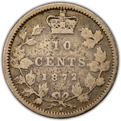 SOLD Canada 1872-H 10 Cents Dime Silver Coin - Porous Surfaces
