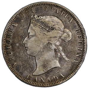 SOLD Canada 1872-H 25 Cents Quarter Silver Coin - Solid Fine