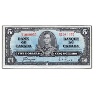 SOLD $5 1937 Bank of Canada Note Coyne-Towers H/S Prefix BC-23c