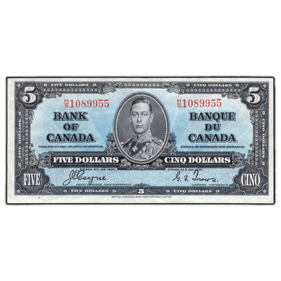 SOLD $5 1937 Bank of Canada Note Coyne-Towers H/S Prefix BC-23c