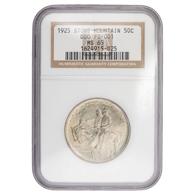 United States 1925 FS-001 Stone Mountain 50 Cents Half Dollar Silver Coin - NGC MS-65