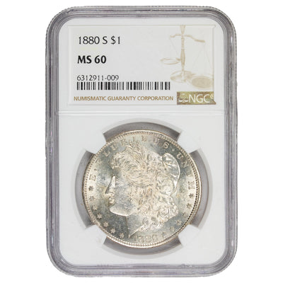 SOLD United States 1880-S $1 Morgan Silver Dollar Coin - NGC MS-60