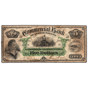 SOLD $5 1888 Commercial Bank of Newfoundland Canada Chartered Note