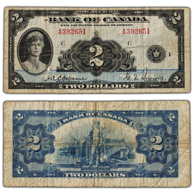 $2 1935 Bank of Canada Note English Text BC-3 - VG/F