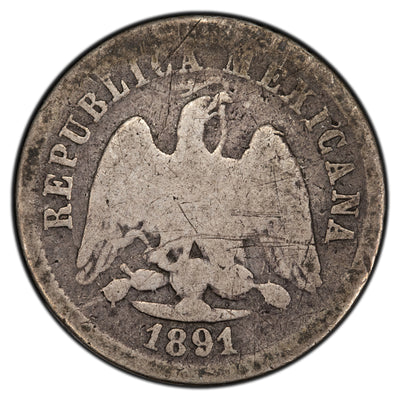 Mexico 1891 Culiacan Mint 10 Centavos Silver Coin KM #403.2