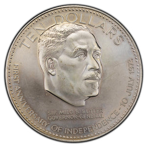 SOLD Bahamas 1974 $10 Ten Dollars Coin - 1st Anniv. of the Independence - BU