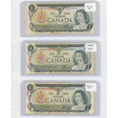 $1 1973 Bank of Canada Notes Replacements - Lot of 6 - Retail $29.5