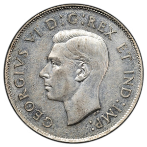 SOLD Canada 1947 Curved 7 50 Cents Half Dollar Silver Coin - EF