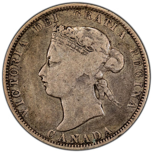 SOLD Canada 1874-H 25 Cents Quarter Silver Coin - Very Good