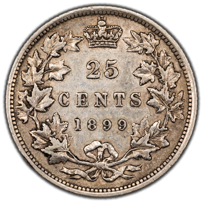 SOLD Canada 1899 25 Cents Quarter Silver Coin - VF-30