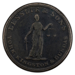 SOLD Upper Canada 1824 Leslie & Sons Halfpenny Token UC-2A2 - VG/F