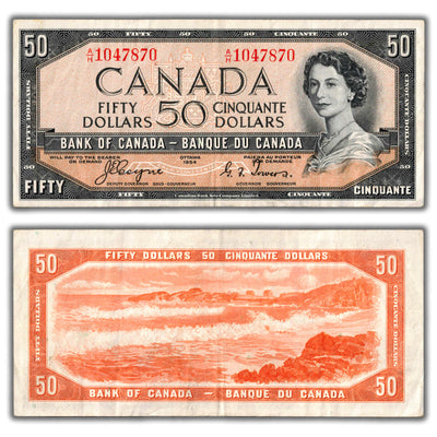 SOLD $50 1954 Bank of Canada Note Devil Face Coyne-Towers BC-34a - VF+