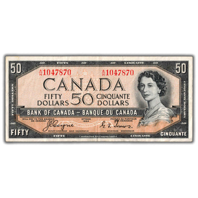 SOLD $50 1954 Bank of Canada Note Devil Face Coyne-Towers BC-34a - VF+