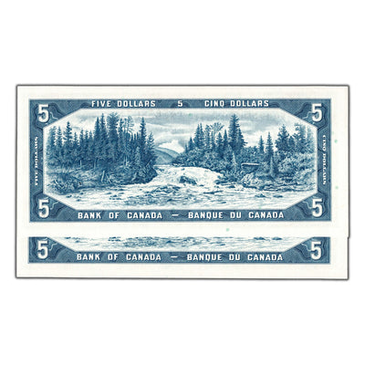 SOLD $5 1954 Bank of Canada Notes T/X Prefix BC-39c - 2 Consecutive Choice UNC