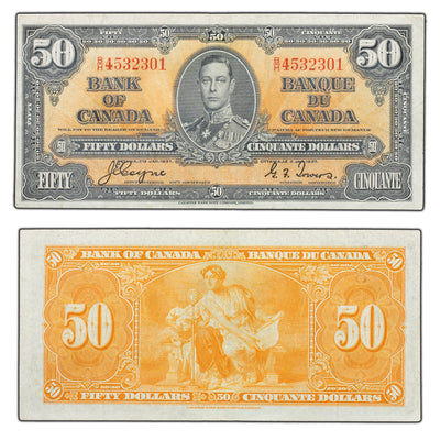 SOLD $50 1937 Bank of Canada Note Coyne-Towers B/H Prefix BC-26c - Cleaned