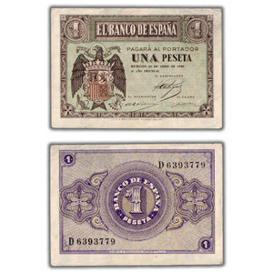 SOLD Spain 1938 1 One Peseta Note P #107a