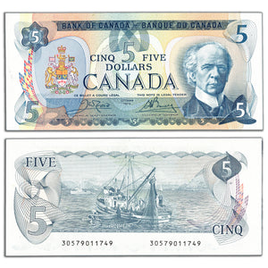 SOLD $5 1979 Bank of Canada Note Crow-Bouey BC-53b - UNC