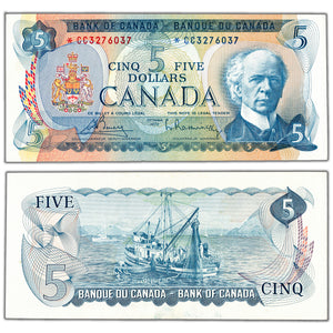 SOLD $5 1972 Bank of Canada Note *CC Replacement Prefix BC-48aA - Uncirculated