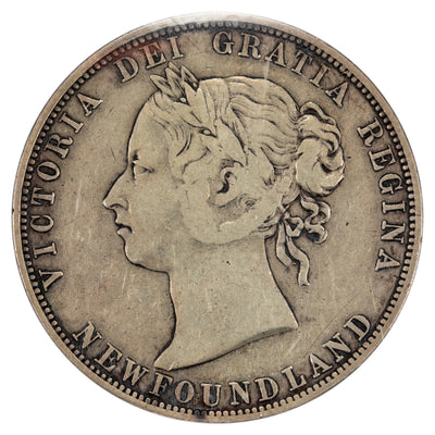 Newfoundland 1881 50 Cents Half Dollar Silver Coin - ICCS VF-20