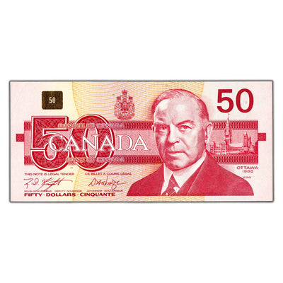 $50 1988 Bank of Canada Note Knight-Dodge FHW Prefix BC-59d - AU/UNC