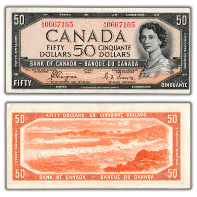 SOLD $50 1954 Bank of Canada Note Devil Face Coyne-Towers BC-34a - VF+/EF