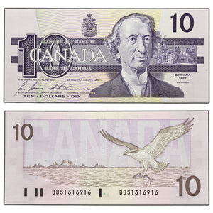 SOLD $10 1989 Bank of Canada Note Bonin-Thiessen BDS Prefix BC-57b - Ch UNC