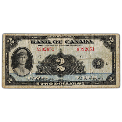 $2 1935 Bank of Canada Note English Text BC-3 - VG/F