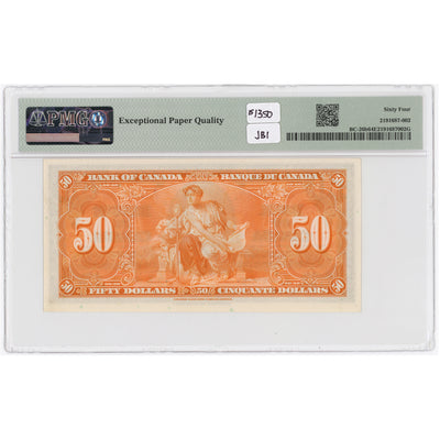 SOLD $50 1937 Bank of Canada Note Gordon-Towers B/H Prefix BC-26b - PMG UNC-64 EPQ