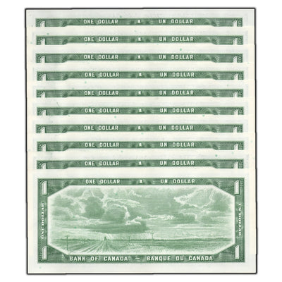 SOLD $1 1954 Bank of Canada Notes W/Z Prefix BC-37b-i - 10 Consecutive