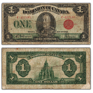 SOLD $1 1923 Dominion of Canada Note Red Seal Series F DC-25b