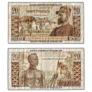 SOLD Saint Pierre & Miquelon ND (1950-60) 20 Twenty Francs Note P #24 - Circulated