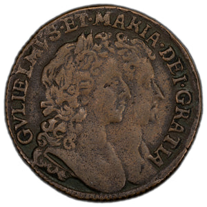 SOLD Ireland 1693 Milled Edge Halfpenny Coin S #6597