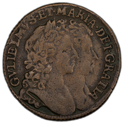 SOLD Ireland 1693 Milled Edge Halfpenny Coin S #6597