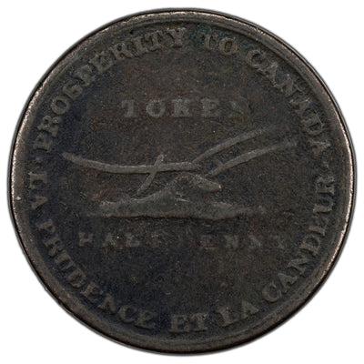 Upper Canada 1824 Leslie & Sons Halfpenny Token UC-2A2 - VG/F