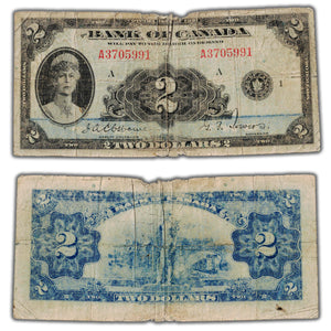SOLD $2 1935 Bank of Canada Note English Text BC-3 - Low Grade Filler
