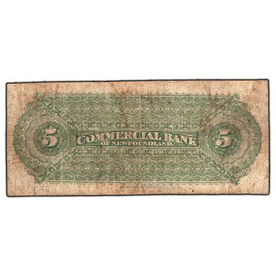 SOLD $5 1888 Commercial Bank of Newfoundland Canada Chartered Note