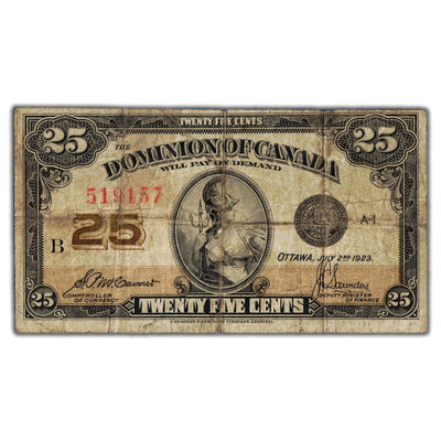 25 Cents 1923 Dominion of Canada Shinplaster Note DC-24c - Fine