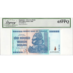 Zimbabwe 2008 100 Trillion Dollars Note P #91 - Legacy Gem UNC-65 PPQ