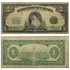SOLD $1 1917 Dominion of Canada Note Seal Over One Series D DC-23c